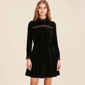 Shoshanna Primrose Velvet Dress in jet black